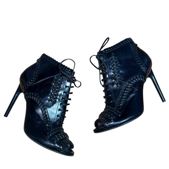 Jason Wu Boots Leather Ankle Bootie Lace Up Whip Stitch Made in Italy - Picture 2 of 11